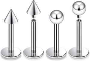 Dyknasz 16G Labret Jewelry Internally Threaded Titanium Snake Bite Piercing Jewelry Lip Rings Studs Monroe Medusa Piercing Jewelry for Women Men
