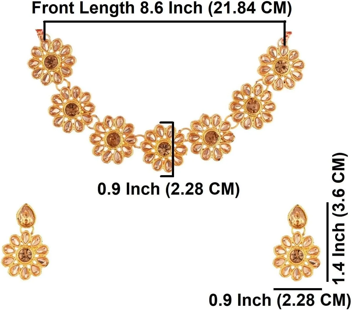 Efulgenz Kundan Choker Necklace Indian Jewelry Sets for Women Bollywood Jewelry Choker Kundan Floral Crystal Necklace Earrings Wedding Bridal Jewelry Set