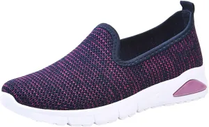 Elegance Personified: Women's Slip-Ons with Breathable Woven Design for Comfortable Walking (Purple)