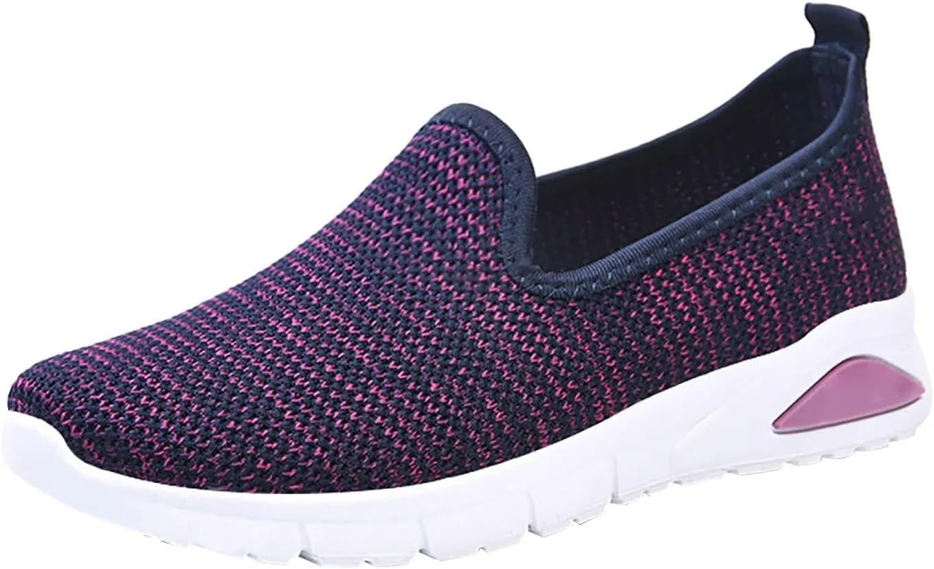 Elegance Personified: Women's Slip-Ons with Breathable Woven Design for Comfortable Walking (Purple)
