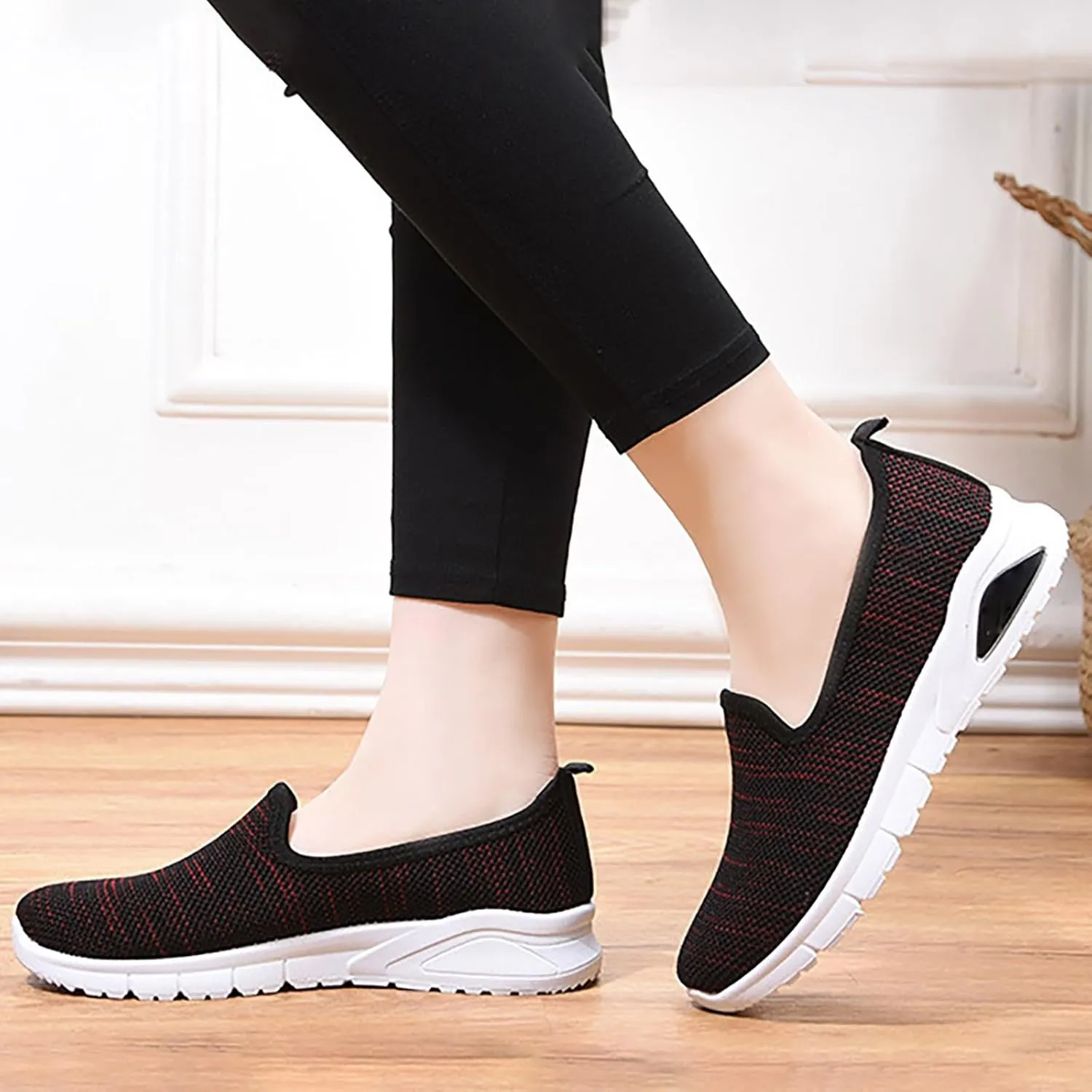 Elegance Personified: Women's Slip-Ons with Breathable Woven Design for Comfortable Walking