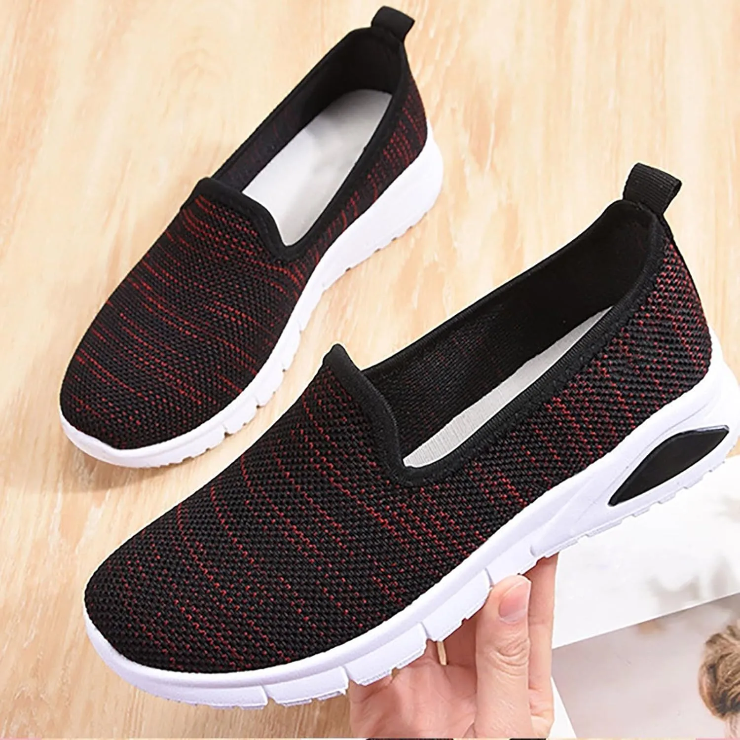 Elegance Personified: Women's Slip-Ons with Breathable Woven Design for Comfortable Walking