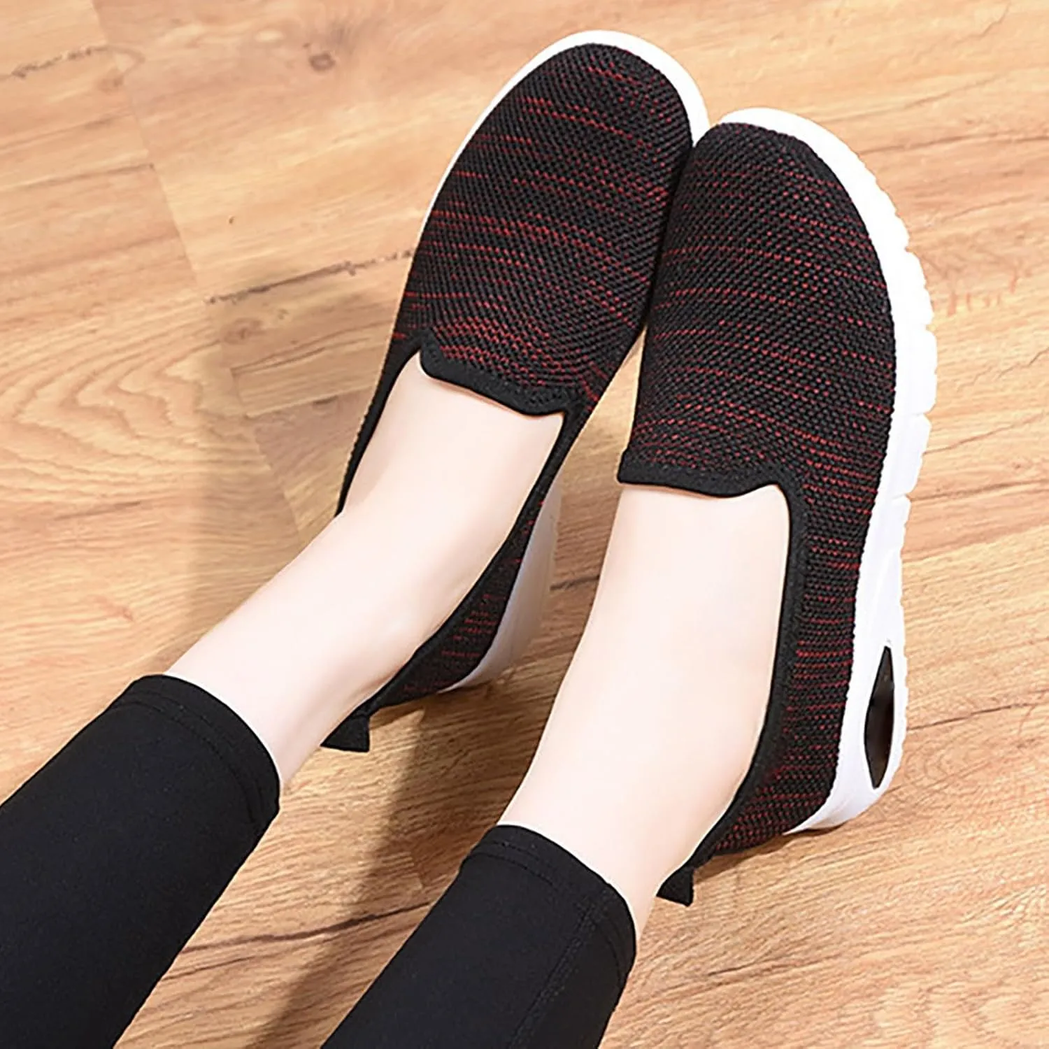 Elegance Personified: Women's Slip-Ons with Breathable Woven Design for Comfortable Walking