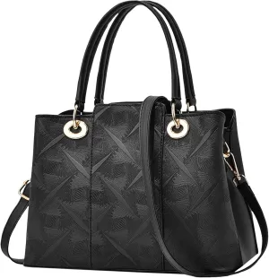 Embossed Handbag European And Large Capacity Simple Casual Shoulder Crossbody Bags Vintage Bag for Men (Black, One Size)