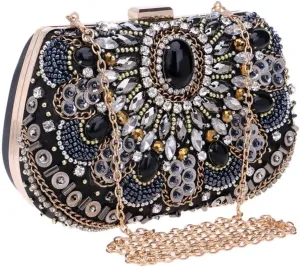 Embroidery Beading Women Evening Bags Handmade Diamonds Clutch Bags Shoulder Chain Handbags Shoulder Bag