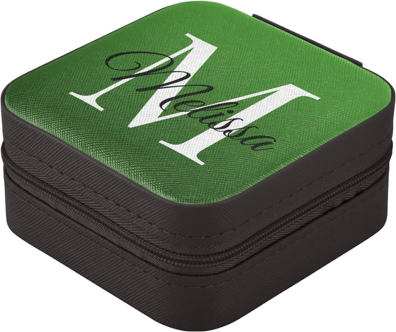 Emelivor Greem Gradient Custom Travel Jewelry Case PU Leather Personalized Portable Jewelry Box Travel Jewelry Organizer Small Jewelry Box for Ring Earring Gifts Necklace Display Box Holder for Women