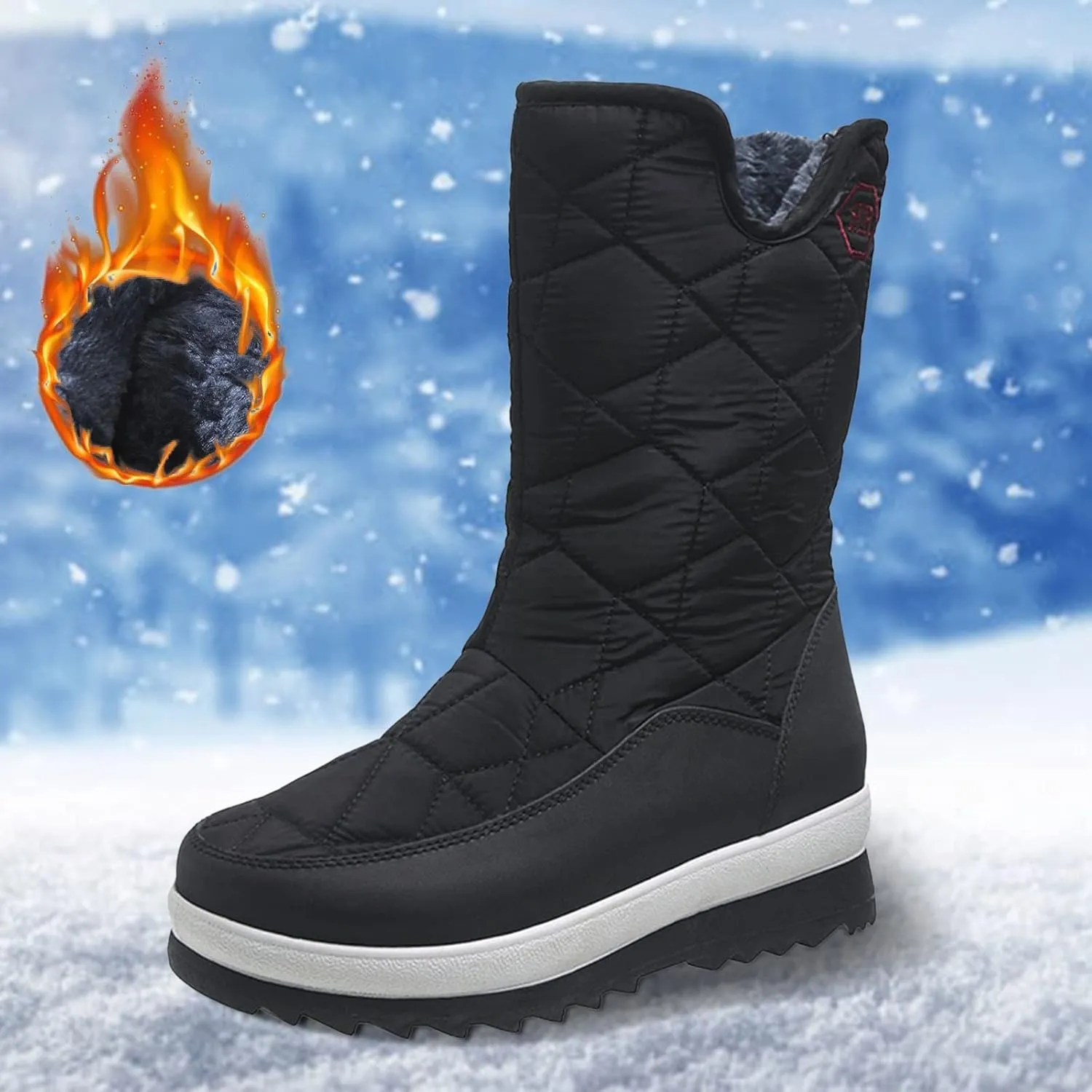 Extra Wide Width Snow Boots for Women Womens Winter Snow Boots 2023 Winter Boots Women Size 8 Slip on Women Work Boots Waterproof Slip Resistant Botas De Trabajo Para Mujer En El Frio