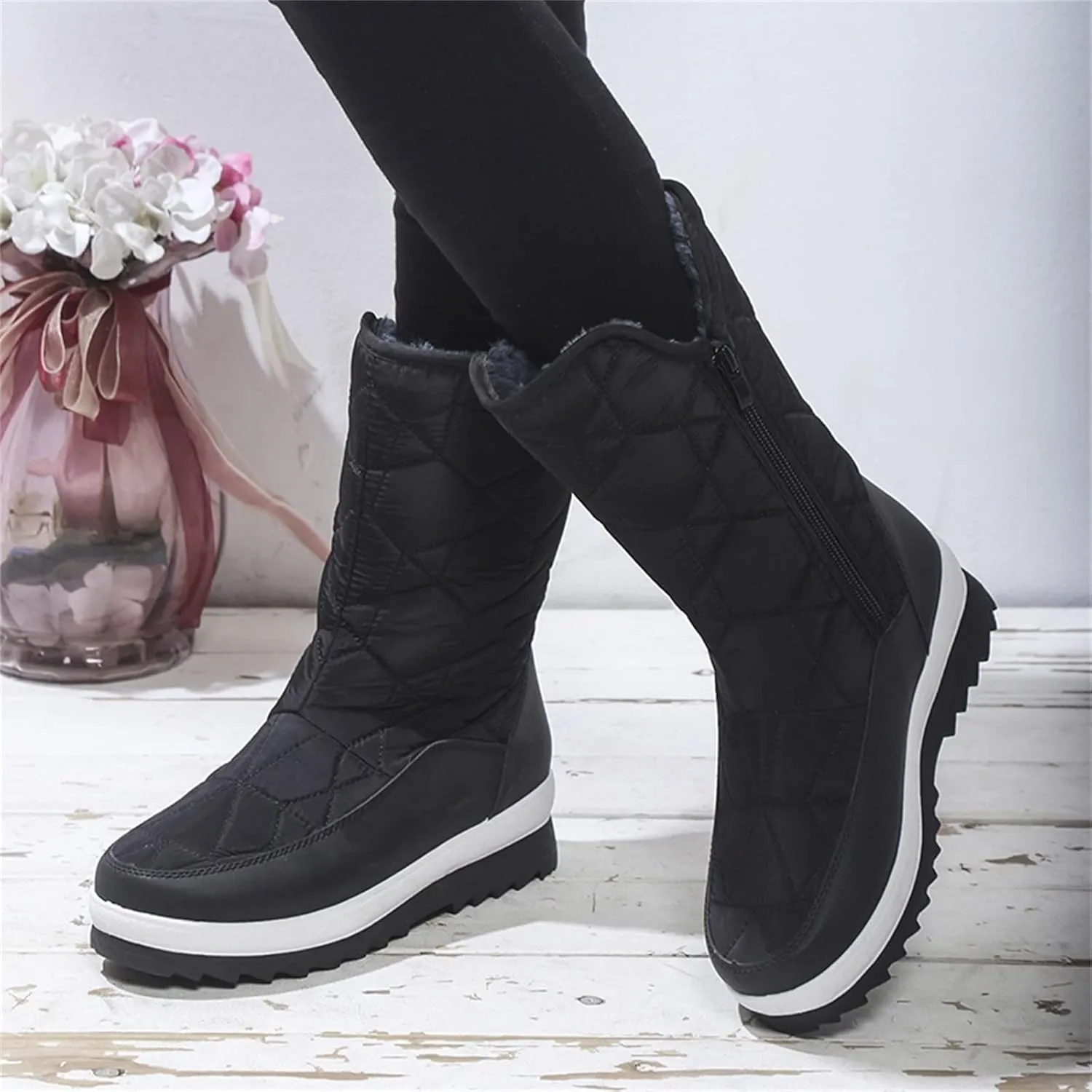 Extra Wide Width Snow Boots for Women Womens Winter Snow Boots 2023 Winter Boots Women Size 8 Slip on Women Work Boots Waterproof Slip Resistant Botas De Trabajo Para Mujer En El Frio