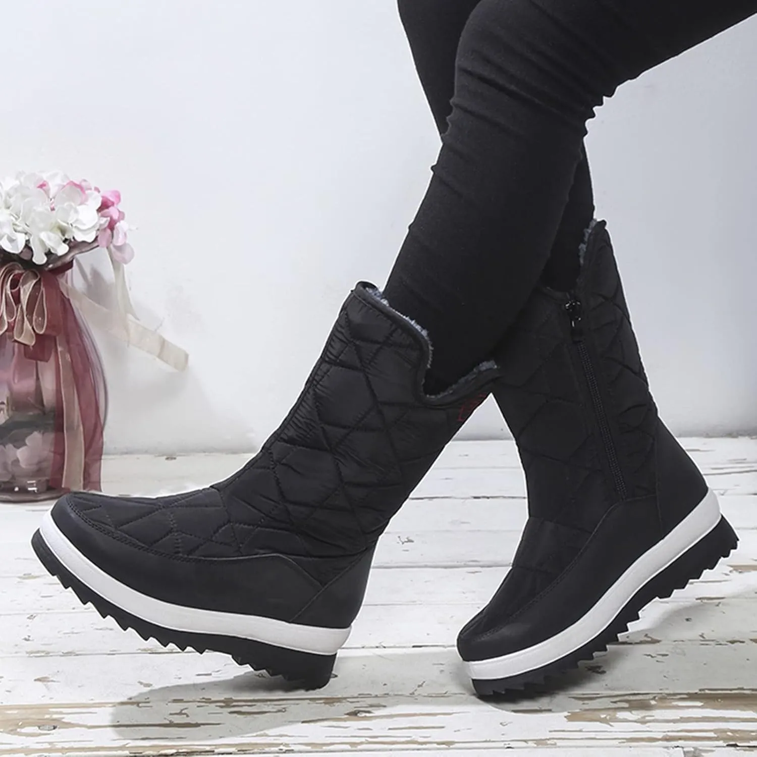 Extra Wide Width Snow Boots for Women Womens Winter Snow Boots 2023 Winter Boots Women Size 8 Slip on Women Work Boots Waterproof Slip Resistant Botas De Trabajo Para Mujer En El Frio