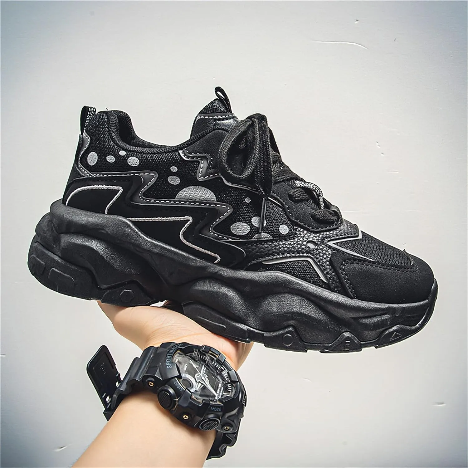 Exusiai Men's Platform Dad Shoes Fashion Chunky Sneakers Casual Tennis Shoes Non-Slip Breathable Walking Running