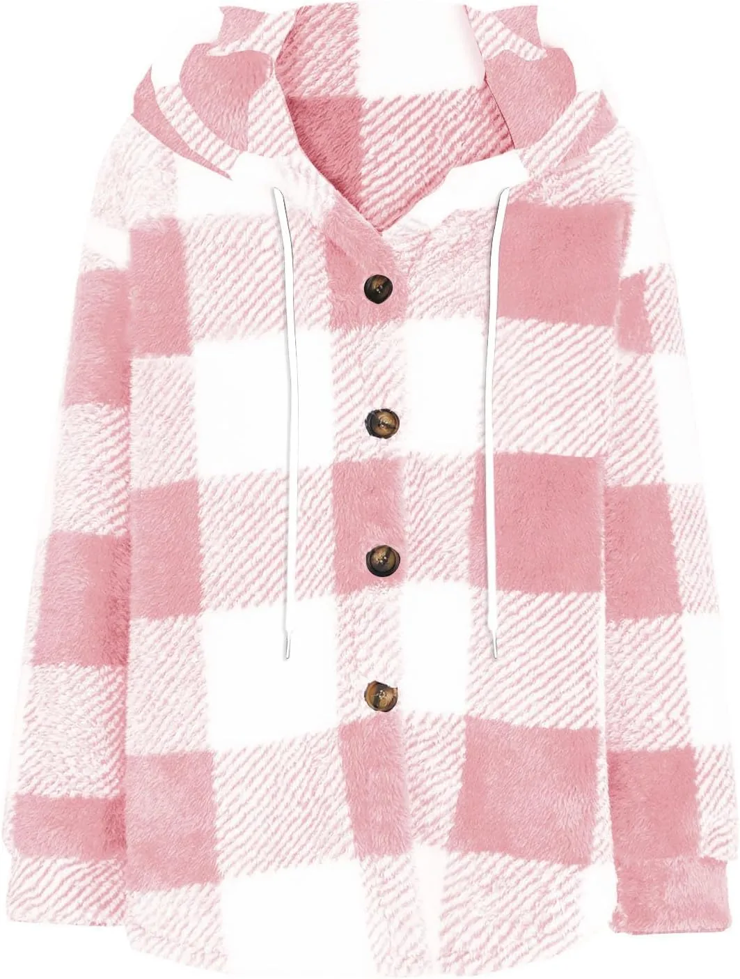 Fall Jackets for Women 2024 Plaid Shirts Casual Hoodie Jackets Long Sleeve Button Down Loose Fit Warm Winter Coats