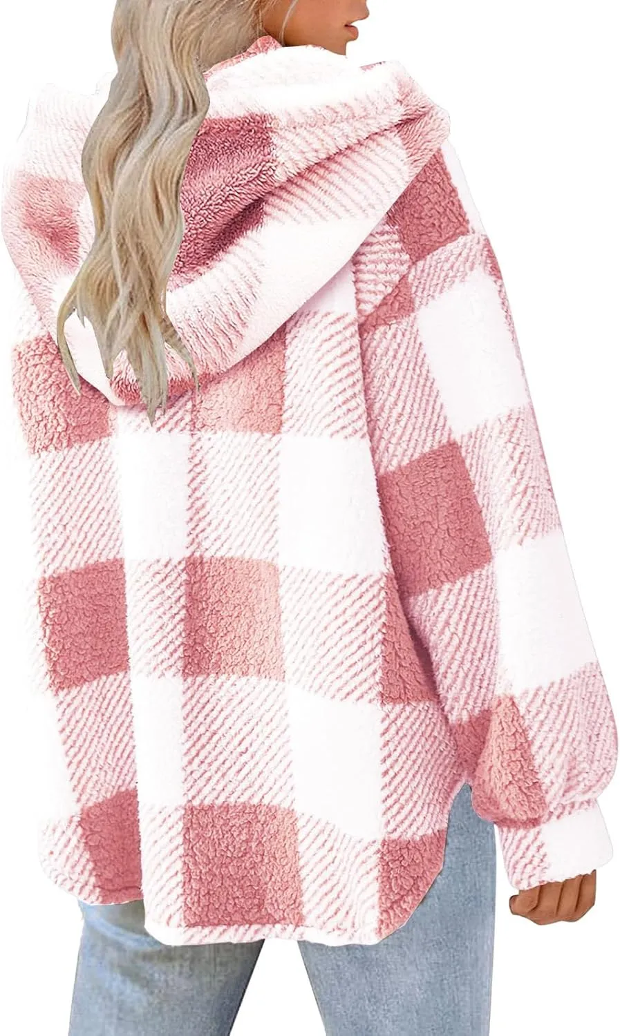 Fall Jackets for Women 2024 Plaid Shirts Casual Hoodie Jackets Long Sleeve Button Down Loose Fit Warm Winter Coats