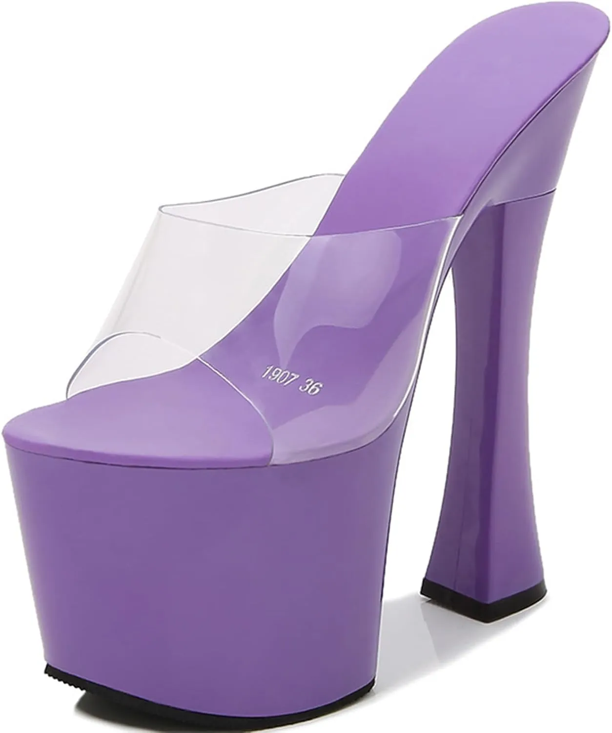 F&A LOVING Women's Platform Dress Sandal Slip On Slides 6.9in Chunky Heels Party Dancing Club Ballroom