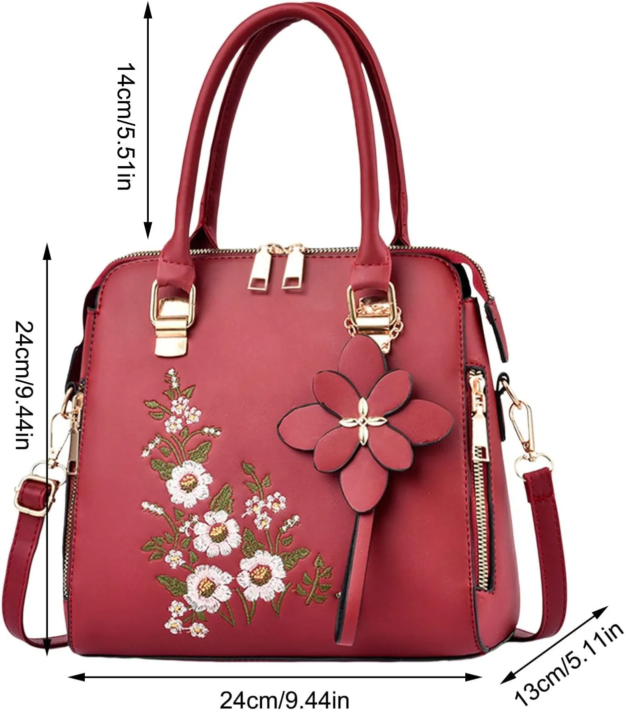 Fashion Embroidered Handbag For Middle Simple One Shoulder Crossbody Bags Passenger Bag Men Large Tote (RD1, One Size)