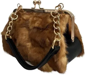 Fluffy Bag Handbag for Women Purses Beautiful Fashion for Party Wedding Clutch Crossbody Bag(Light Brown)