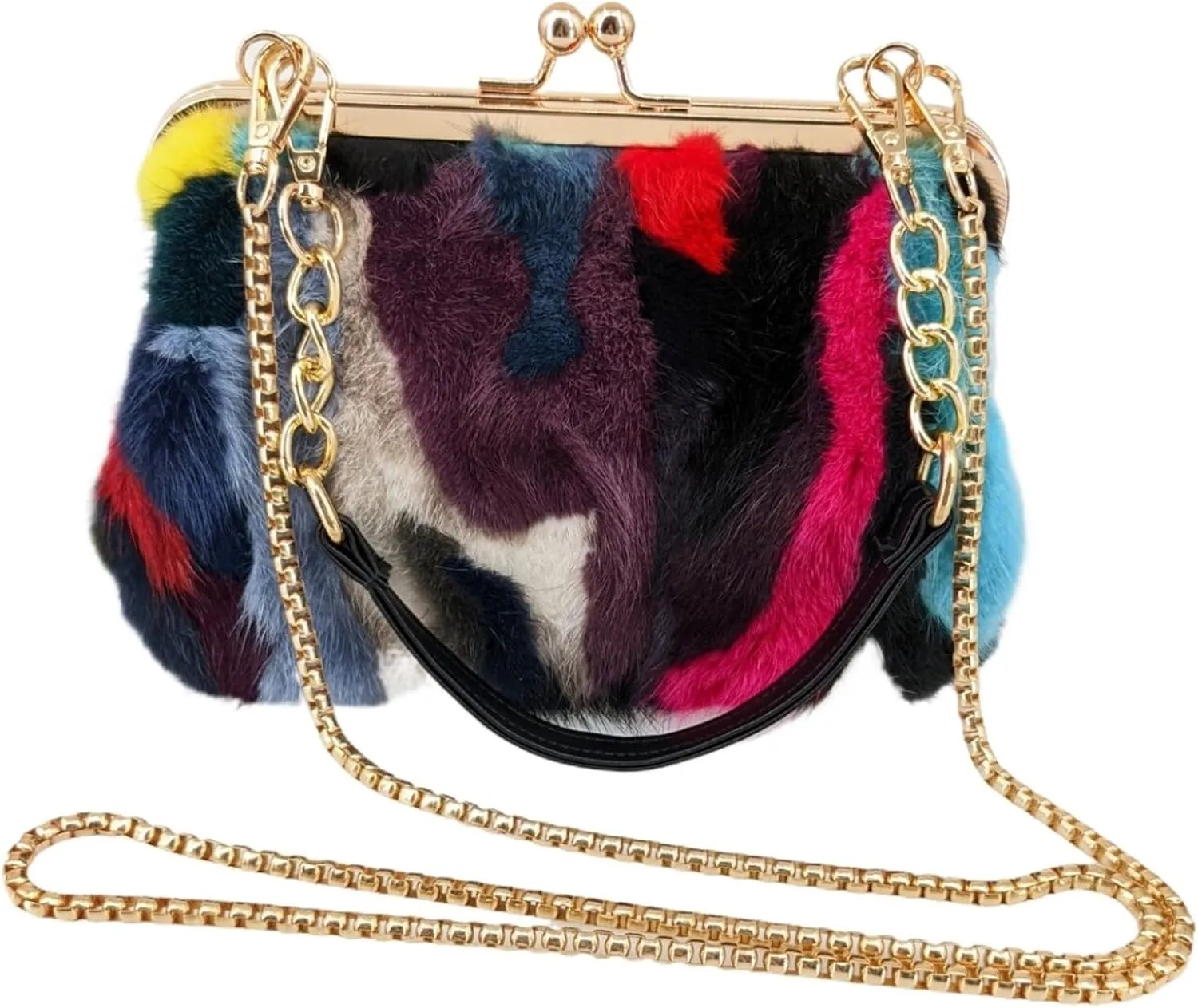 Fluffy Bag Handbag for Women Purses Beautiful Fashion for Party Wedding Clutch Crossbody Bag(Light Brown)