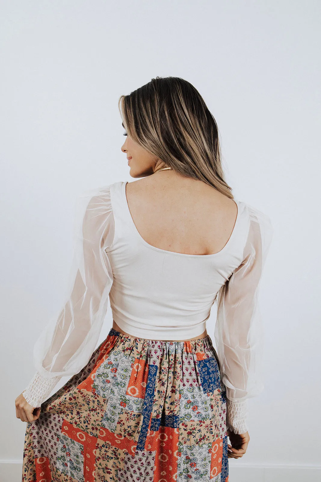 Folklore Mesh Sleeve Blouse