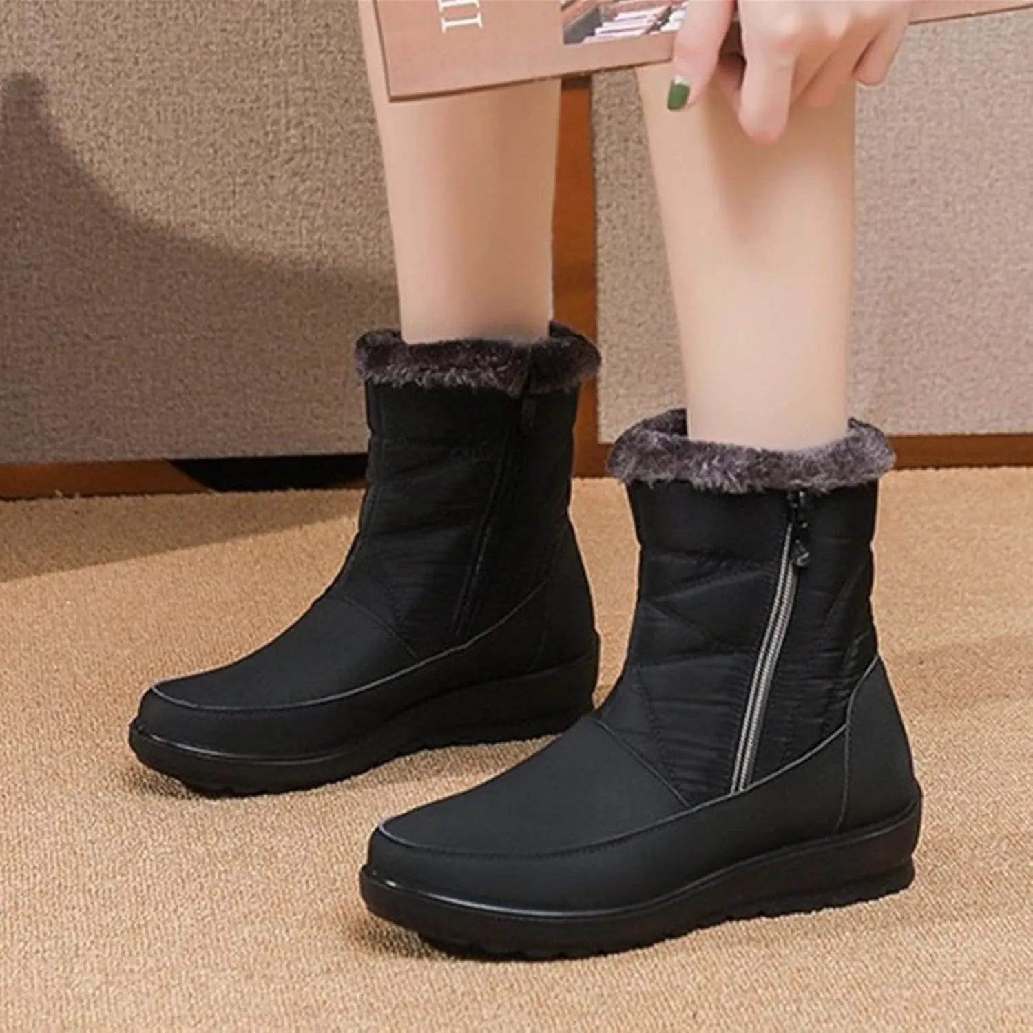 Furry Snow Boots for Women Zapatos Para Invierno Mujer Botas De Invierno Womens Duck Boots Winter Boots for Women Fashion Size 12