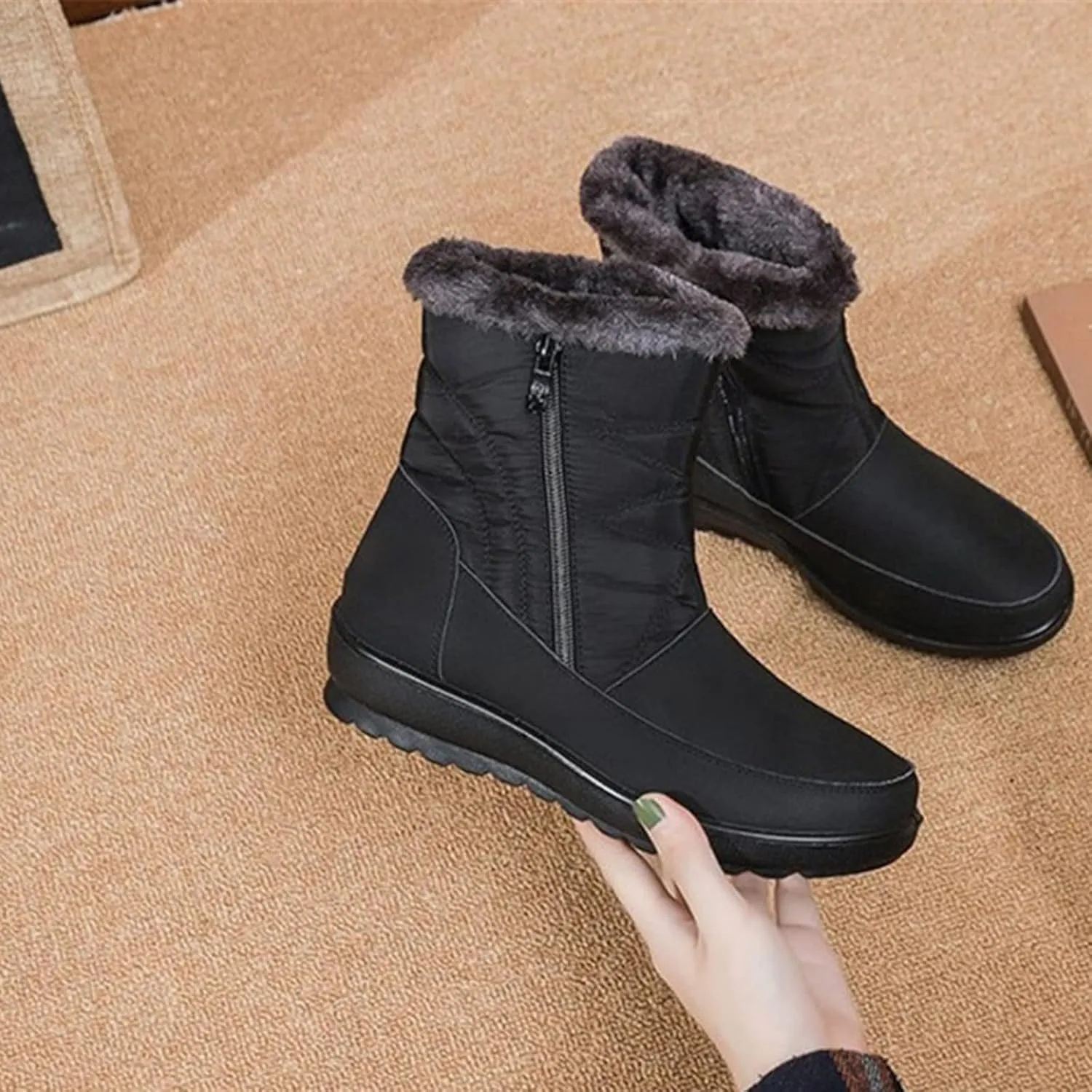 Furry Snow Boots for Women Zapatos Para Invierno Mujer Botas De Invierno Womens Duck Boots Winter Boots for Women Fashion Size 12