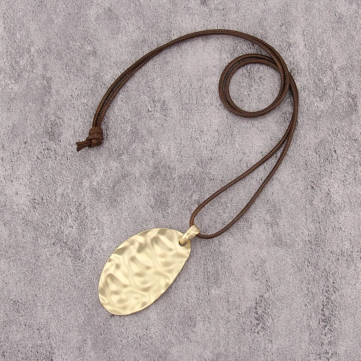 GelConnie Leather Necklaces Turquoise Long Boho Necklaces for Women Brown Chunky Circle Pendant Chocker Necklace Gold Sweater Necklace