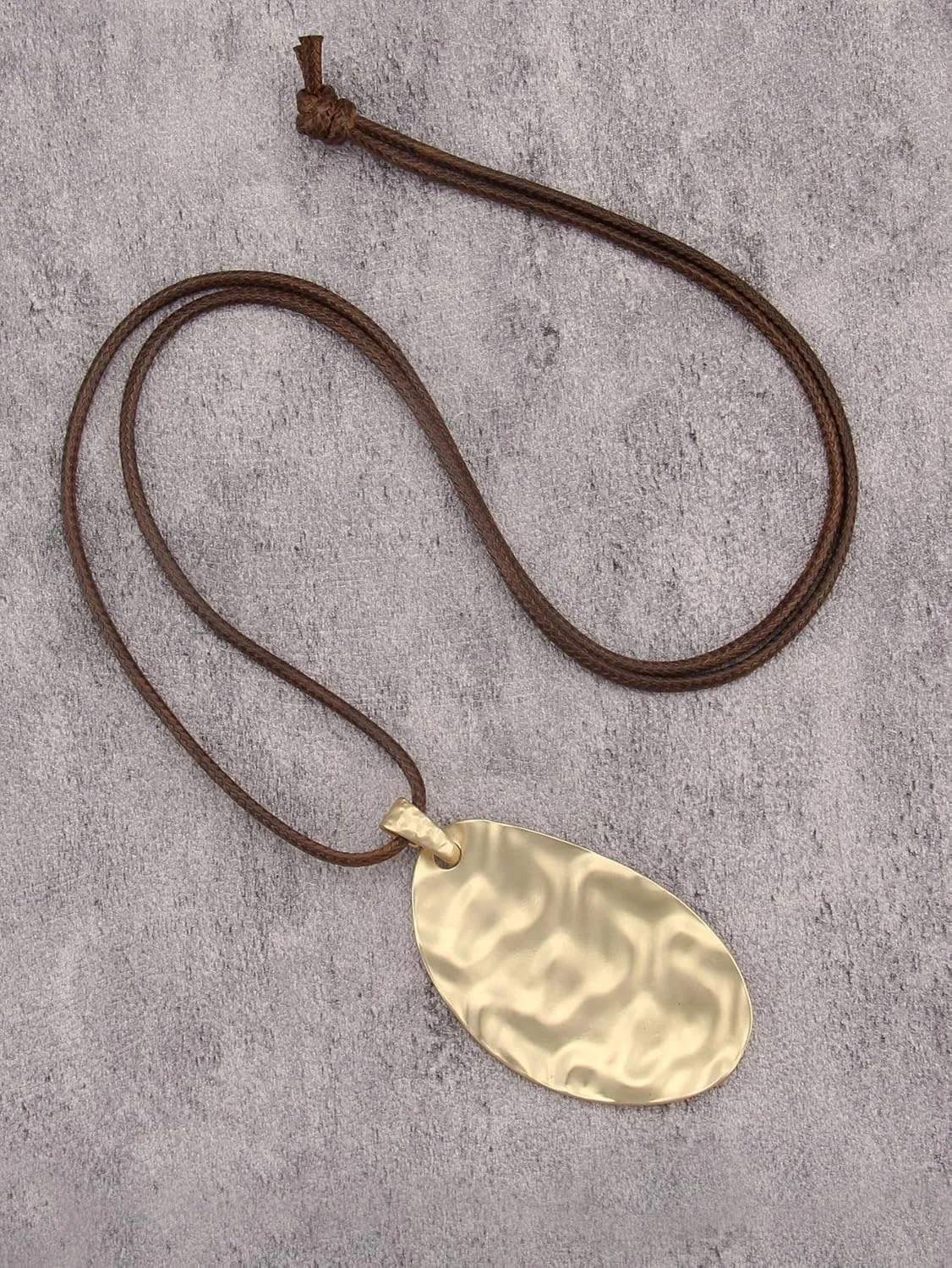 GelConnie Leather Necklaces Turquoise Long Boho Necklaces for Women Brown Chunky Circle Pendant Chocker Necklace Gold Sweater Necklace