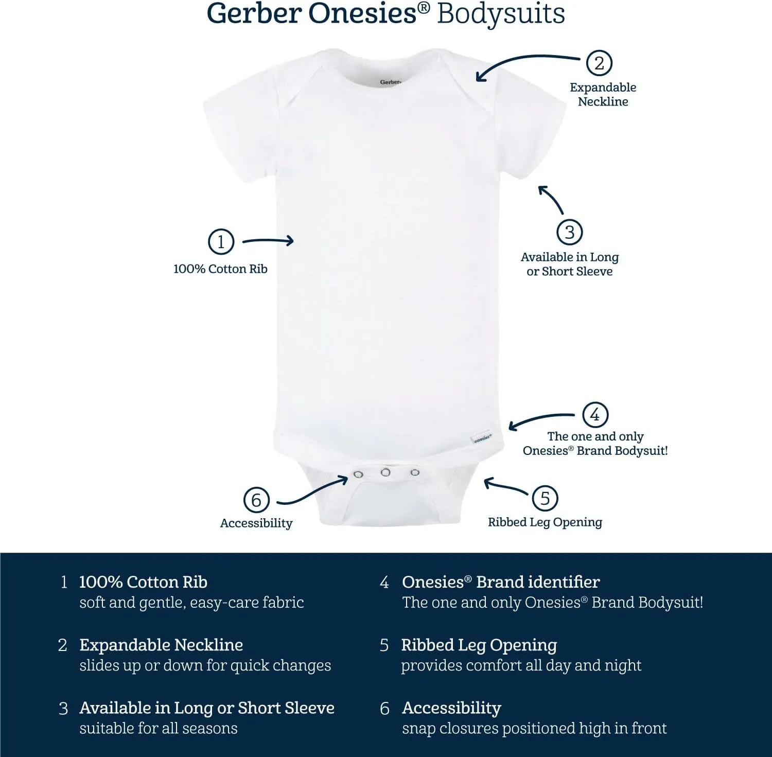 Gerber Baby Boys' 6-Pack Long-Sleeve Onesies Bodysuit
