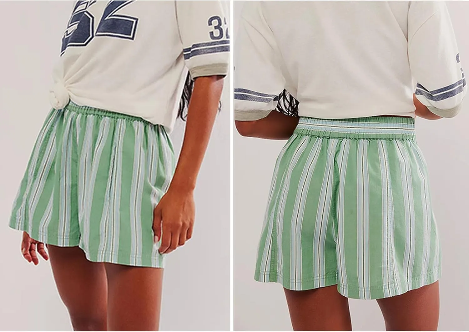 GGOOB Striped Boxer Shorts Women Y2k Shorts Pj Casual Summer Shorts Poplin Linen Pajama Shorts Trendy 2024