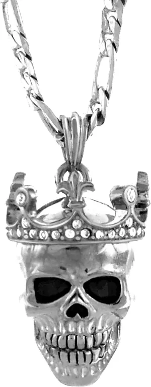 GIFTS INFINITY Hip Hop Silver Tone Skull with Crown Pendant for Men  Free 24 Chain Included