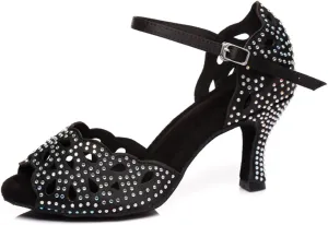 Glitter Dance Shoes for Women Rhinestones Ballroom Party Bridal Wedding Sandals
