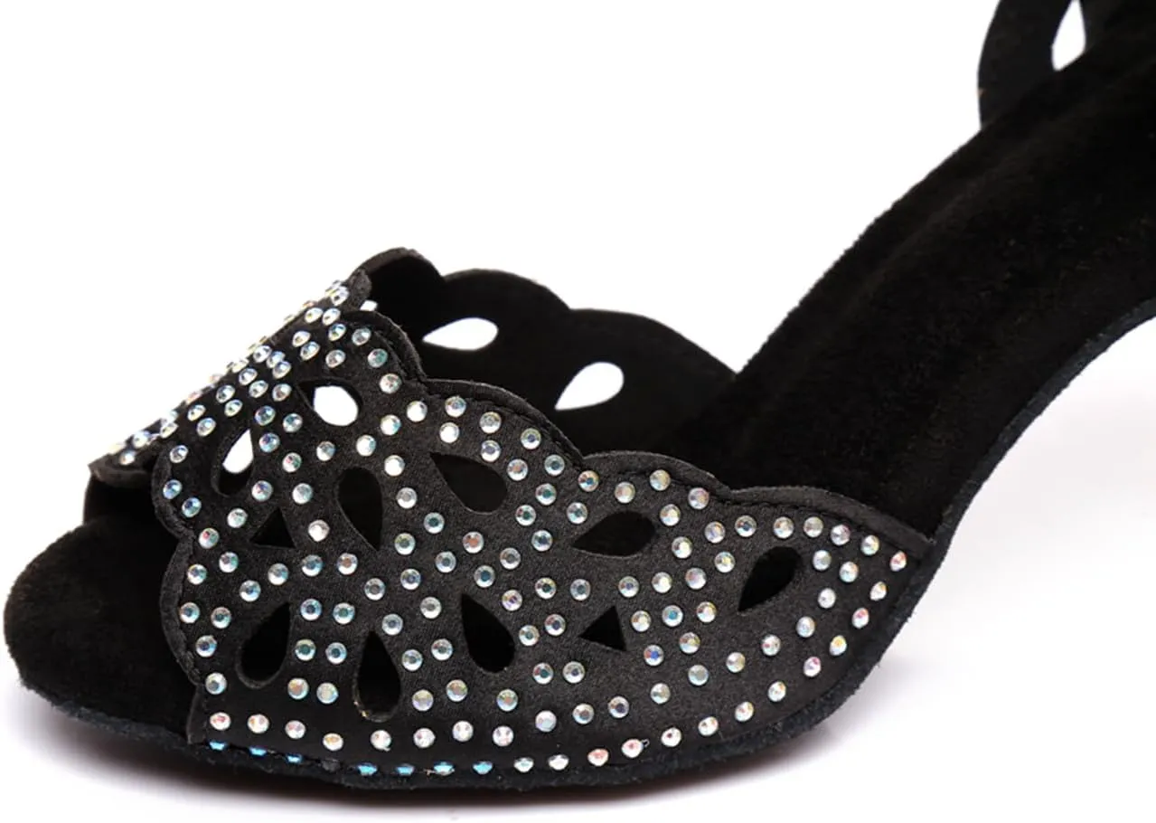 Glitter Dance Shoes for Women Rhinestones Ballroom Party Bridal Wedding Sandals