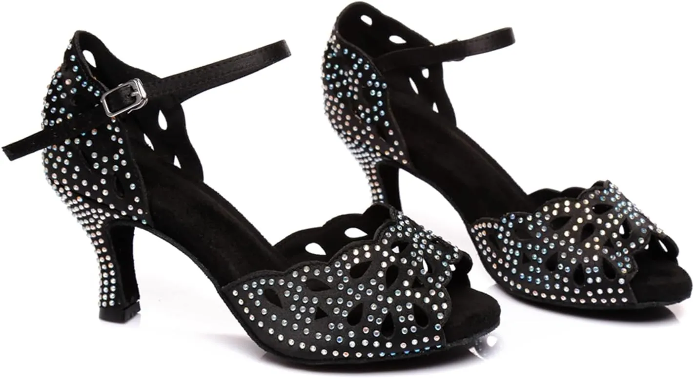 Glitter Dance Shoes for Women Rhinestones Ballroom Party Bridal Wedding Sandals