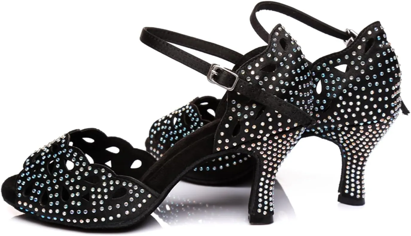 Glitter Dance Shoes for Women Rhinestones Ballroom Party Bridal Wedding Sandals