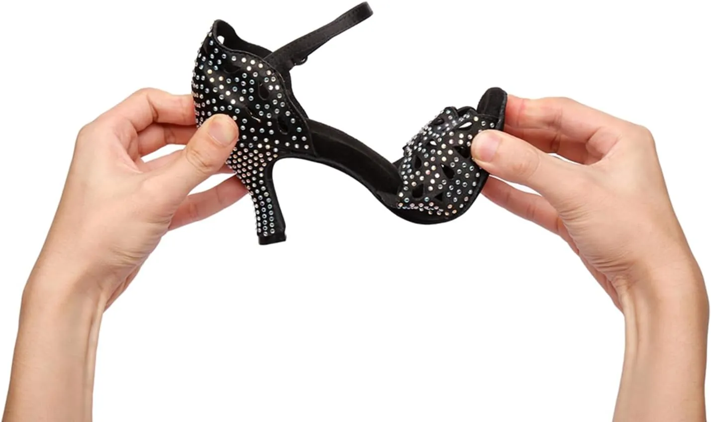 Glitter Dance Shoes for Women Rhinestones Ballroom Party Bridal Wedding Sandals