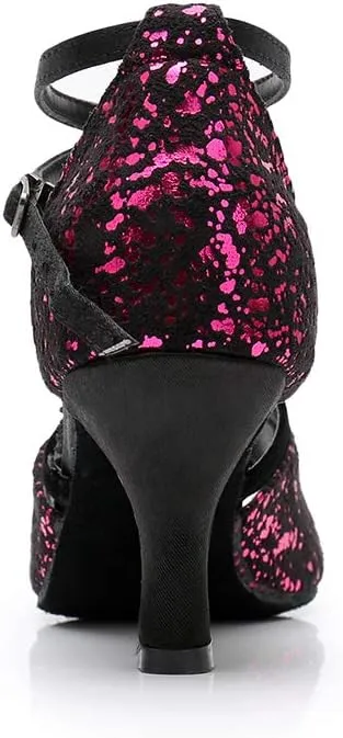 Glitter Latin Dance Shoes Ballroom Performance Dance Sandals for Women, MF1818-6