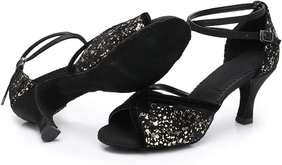 Glitter Latin Dance Shoes Ballroom Performance Dance Sandals for Women, MF1818-6