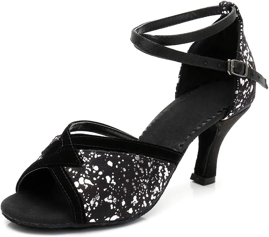 Glitter Latin Dance Shoes Ballroom Performance Dance Sandals for Women, MF1818-6