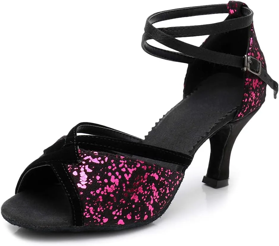 Glitter Latin Dance Shoes Ballroom Performance Dance Sandals for Women, MF1818-6