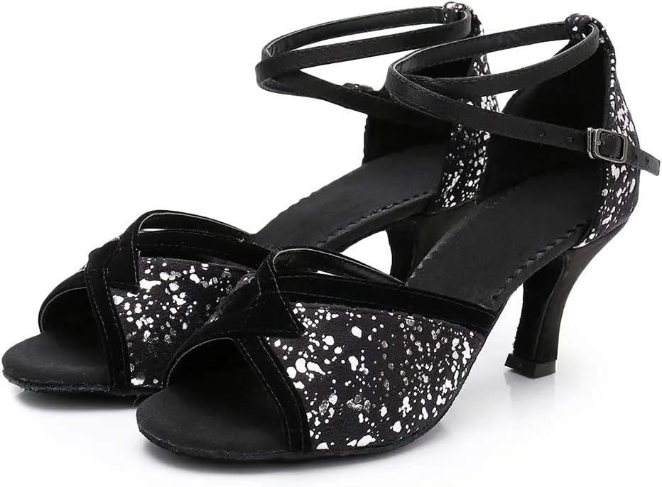 Glitter Latin Dance Shoes Ballroom Performance Dance Sandals for Women, MF1818-6