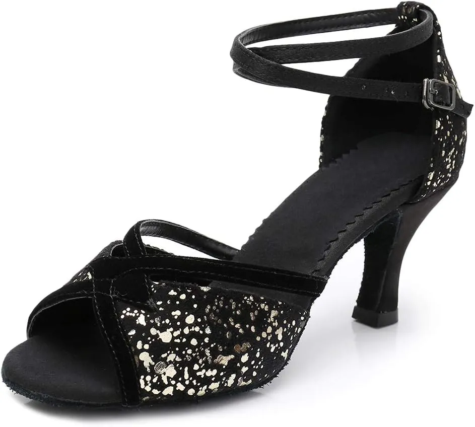 Glitter Latin Dance Shoes Ballroom Performance Dance Sandals for Women, MF1818-6