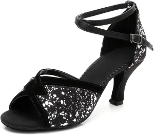 Glitter Latin Dance Shoes Ballroom Performance Dance Sandals for Women, MF1818-6