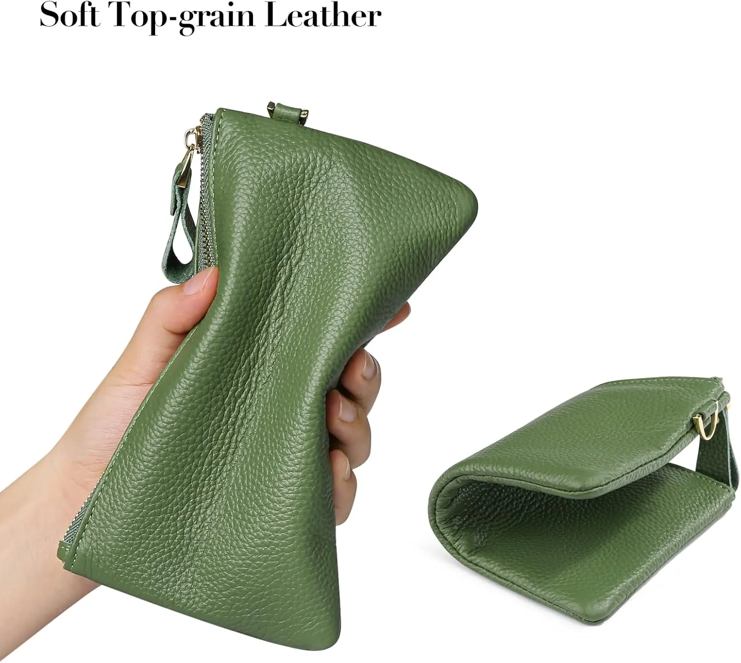 GOIACII Women's Wristlet Clutch Slim Leather Wallet RFID Blocking Handbag