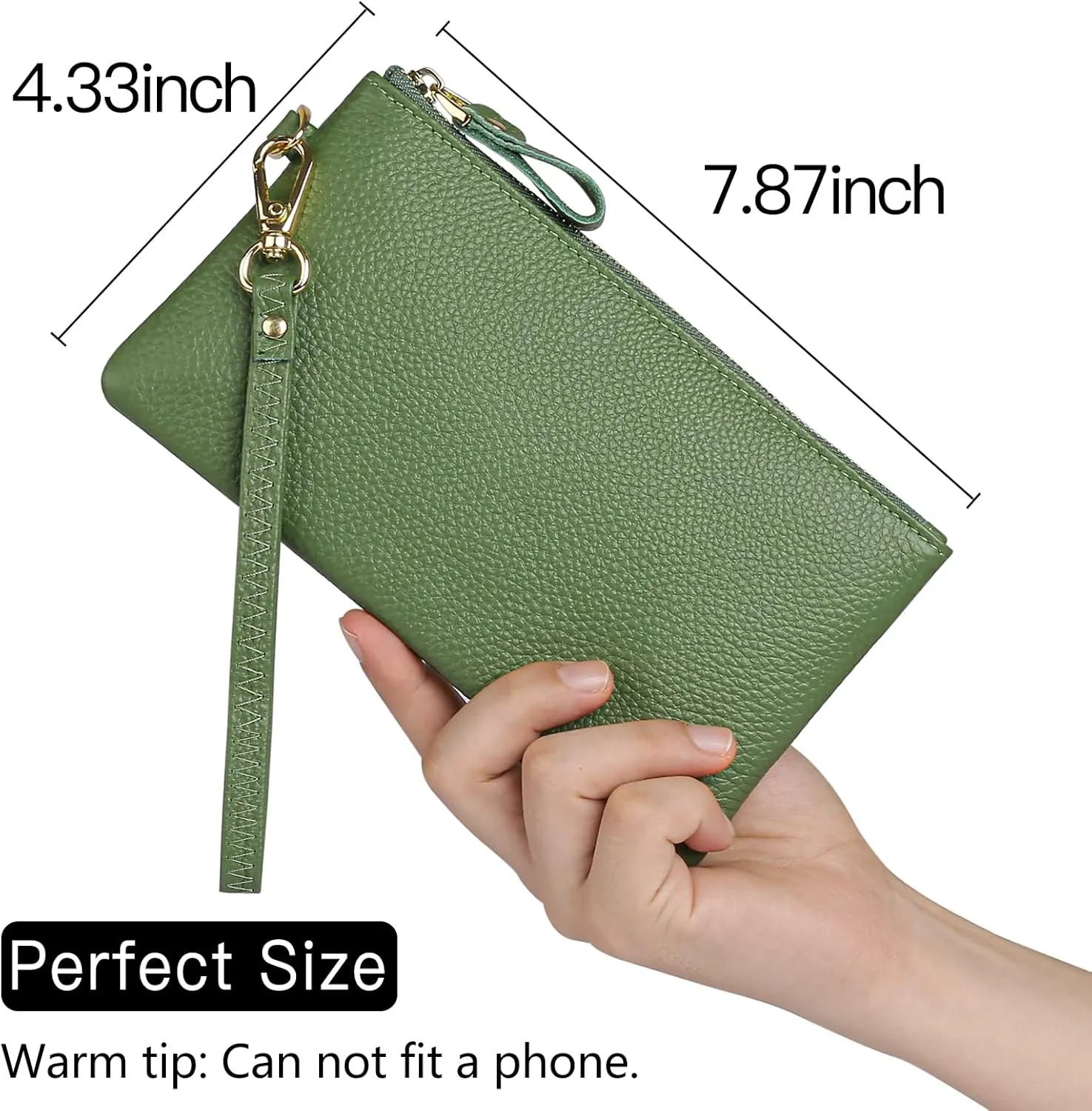 GOIACII Women's Wristlet Clutch Slim Leather Wallet RFID Blocking Handbag