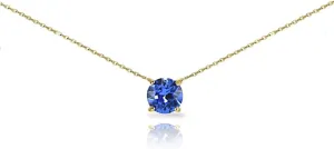 Gold Birthstone Crystal Necklaces - 6mm Round Solitaire, Dainty & Short Layered Choker Necklaces for Women, 15 In   Extender
