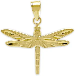 Gold Dragonfly Charm Pendant - 10 Karat Gold - Dragonfly Insect Jewelry - Animal Jewelry