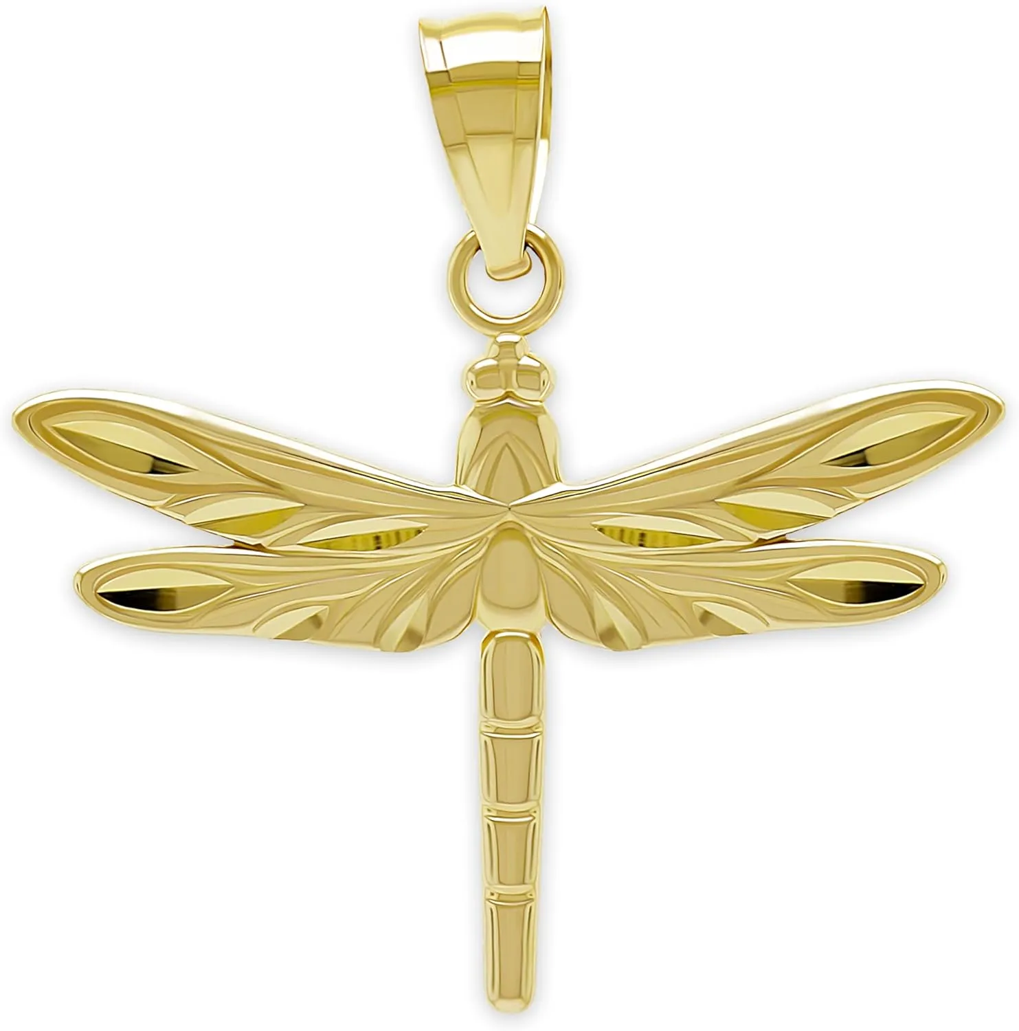 Gold Dragonfly Charm Pendant - 10 Karat Gold - Dragonfly Insect Jewelry - Animal Jewelry