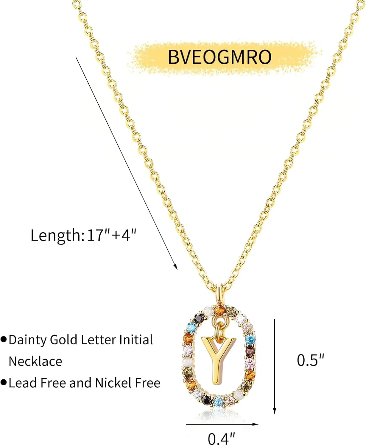 Gold Necklace for Women Initial Necklaces,Crystal Gold Chain Gemstone Name Necklace, Letter Personalized Pendant Necklaces Crystal Necklace