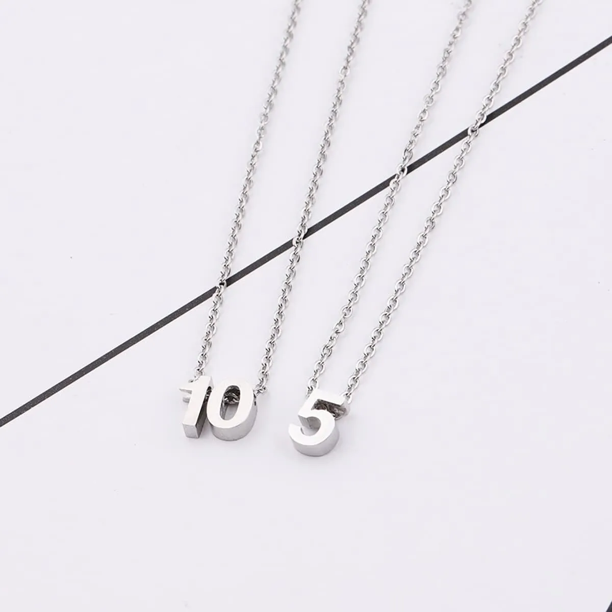 Gold Number Necklace for Women 18K Gold Plated Dainty Charm Birth Month Cute Pendant Choker Necklace Personalized Jewelry Birthday Gift for Her