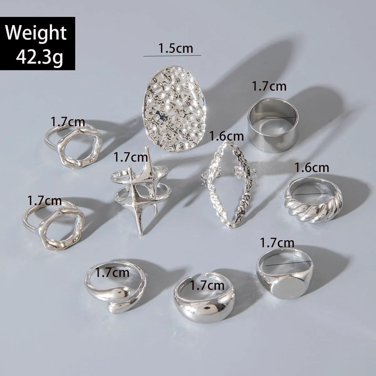 Gold Silver Rings for Women Pearl Colorful Rhinestone Waterproof Chunky Silver Ring Non Tarnish Gold Ring Set Stackable Statement Rings Adjustable Open Fashion Jewelry
