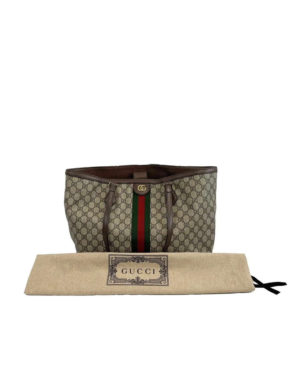 Gucci Medium Ophidia Tote Beige Brown GG Supreme Canvas Shoulder Bag