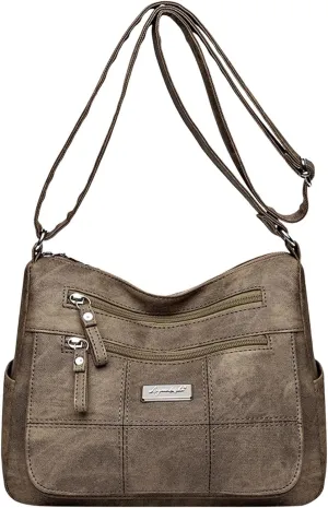 Handbags for Womens Capacity PU Leather Zipper Purse Satchel Bags Crossbody Casual Travel Tote Bag Messenger Bags